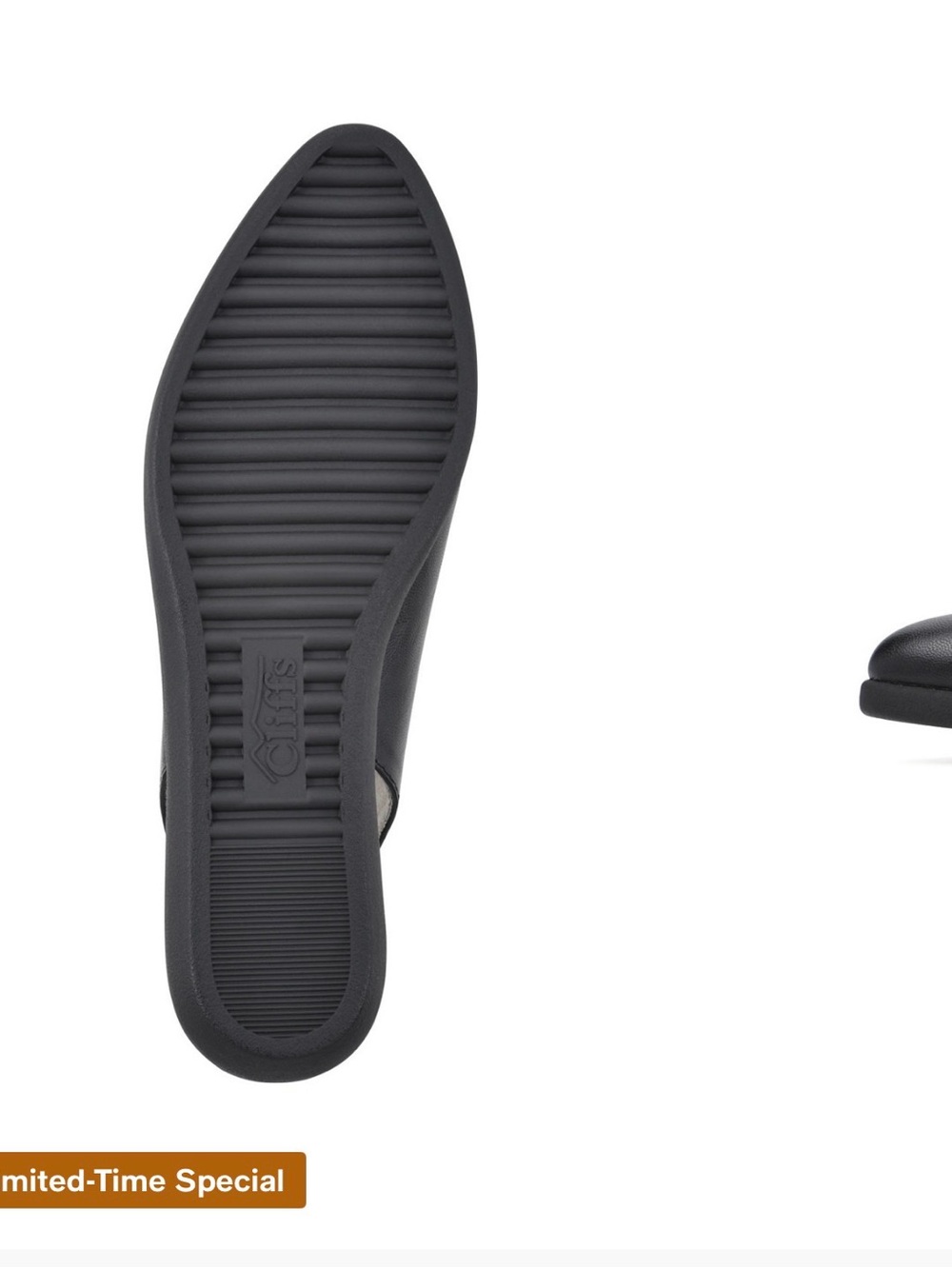 Cliffs by WHITE MOUNTAIN Two-Tone Pointed Slingback Flats in Black and White - Picture 4 of 5